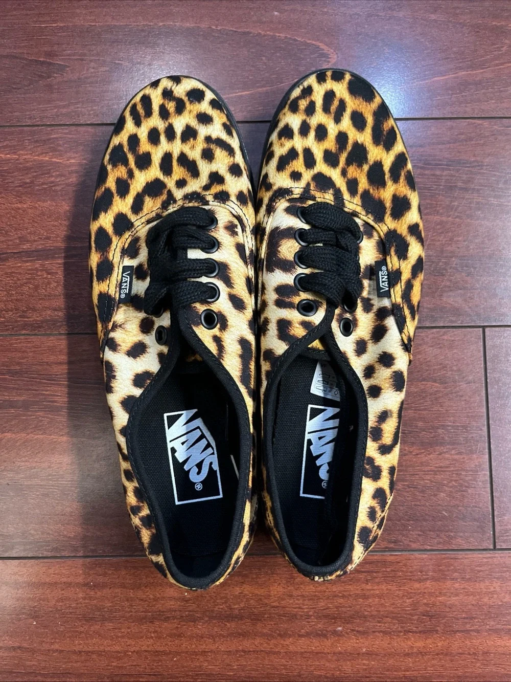 Womens 8.5 Vans Authentic Lowpro Leopard Print Low Top Shoe Sneaker New HALF BOX